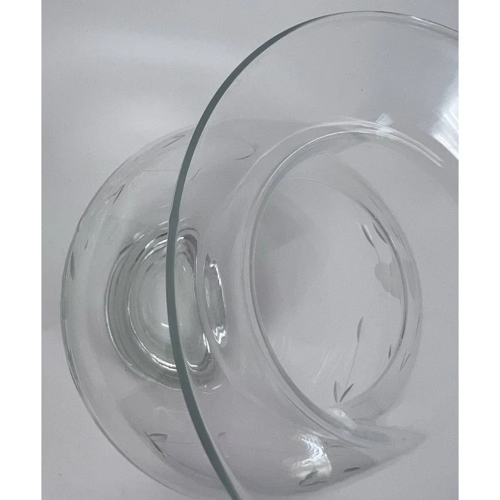 Princess House Clear Frosted Floral Pattern Defect‎ at Top Vase 9